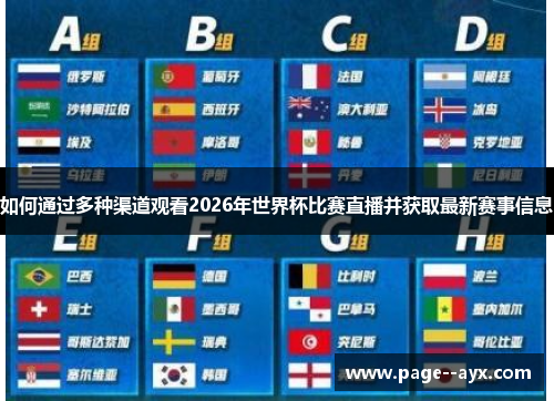 如何通过多种渠道观看2026年世界杯比赛直播并获取最新赛事信息